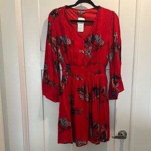 Floral Red Dress